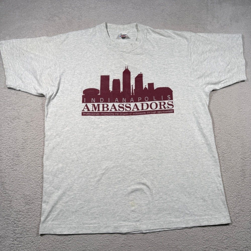 Vintage Fruit of the Loom T-Shirt Mens XL Gray Indianapolis Ambassadors 90s USA